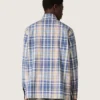 Chemise oversize pour homme en coton à carreaux indigo et beige