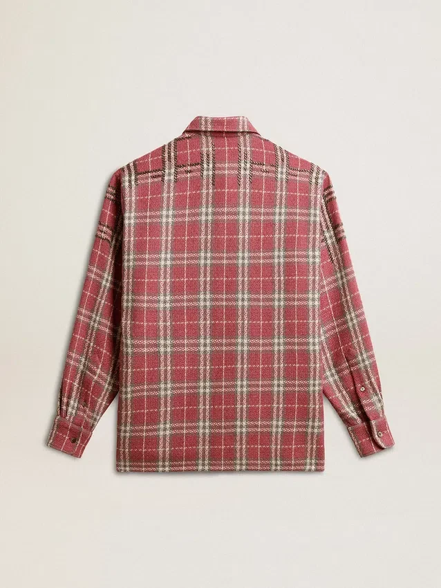 Chemise pour femme avec broderie à carreaux roses, sable et gris