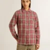 Chemise pour femme avec broderie à carreaux roses, sable et gris