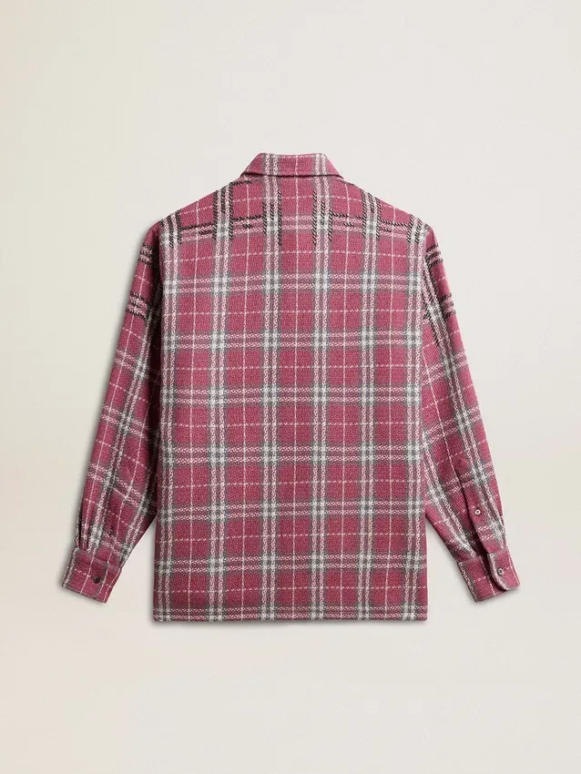 Chemise pour femme avec broderie à carreaux roses, sable et gris