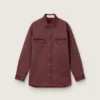 Chemise pour femme en denim bordeaux