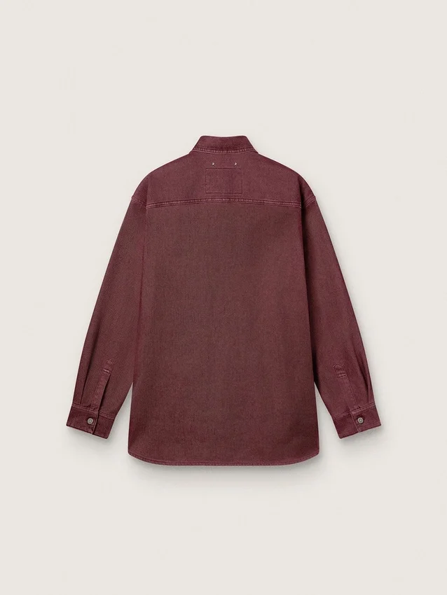 Chemise pour femme en denim bordeaux