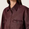 Chemise pour femme en denim bordeaux