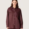 Chemise pour femme en denim bordeaux