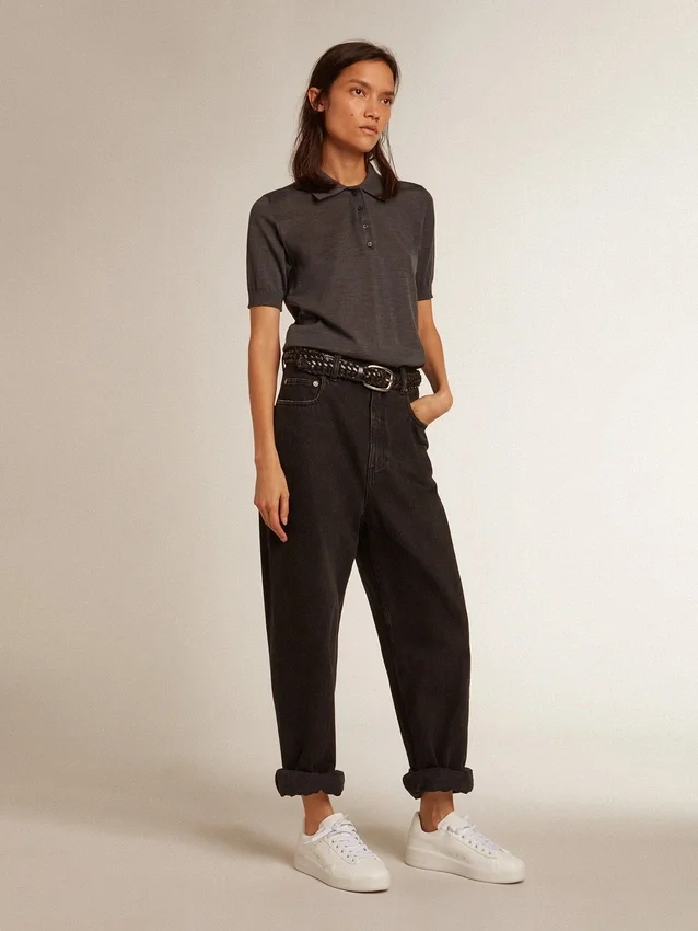 Chemise pour femme en laine mérinos anthracite