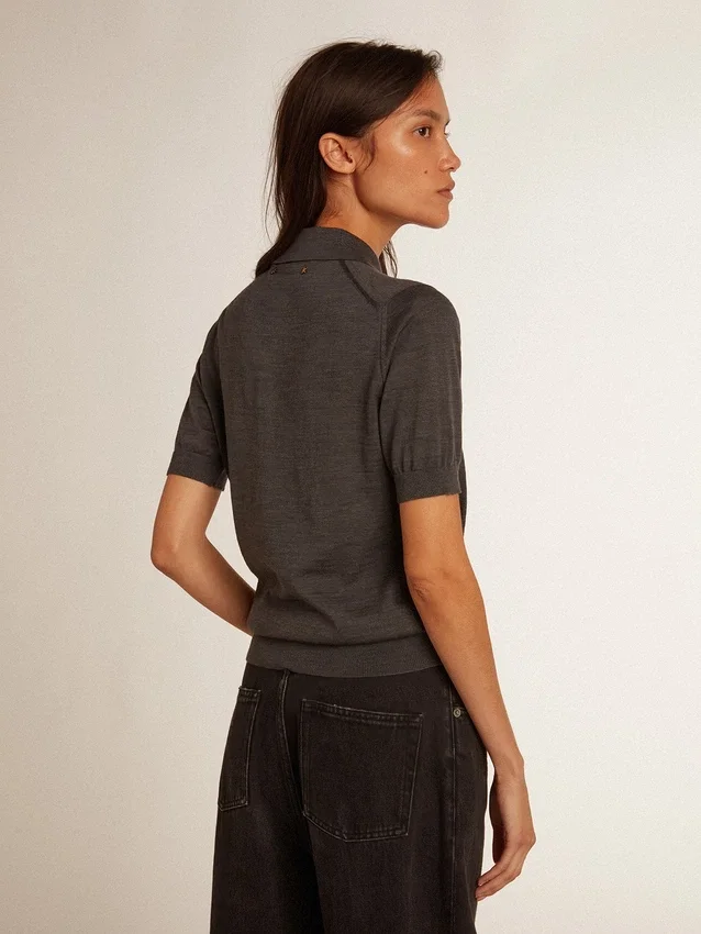 Chemise pour femme en laine mérinos anthracite