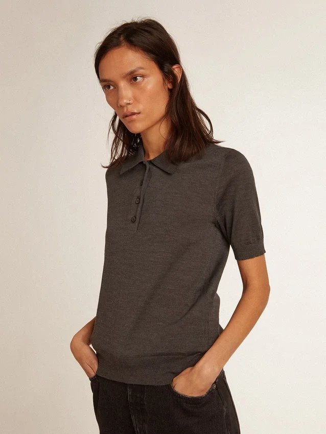 Chemise pour femme en laine mérinos anthracite