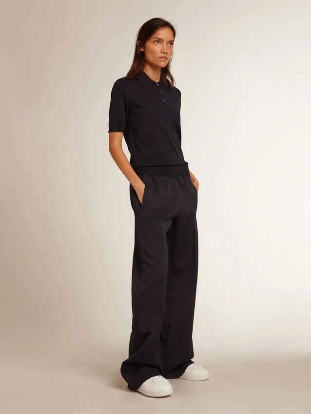 Chemise pour femme en laine mérinos bleu marine