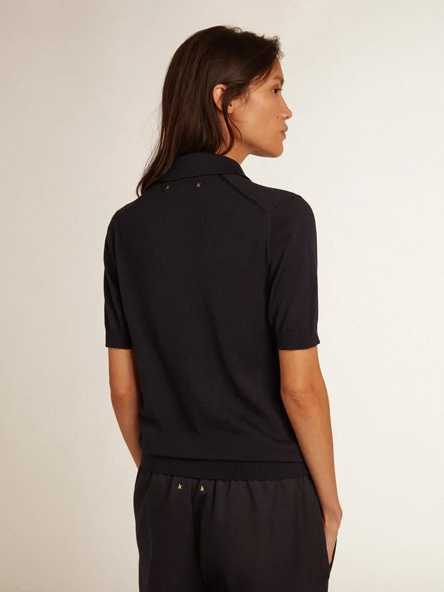 Chemise pour femme en laine mérinos bleu marine