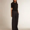 Chemise pour femme en laine mérinos noire