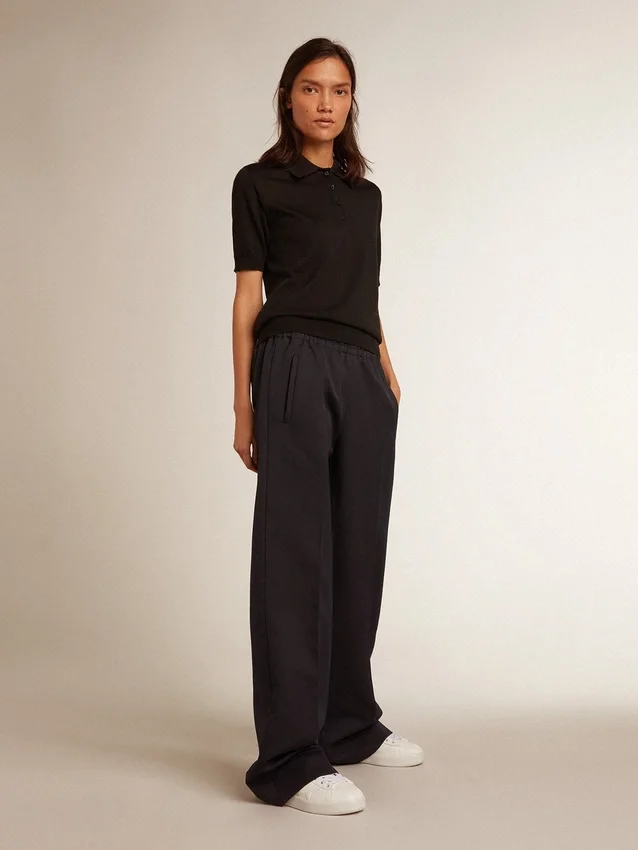 Chemise pour femme en laine mérinos noire