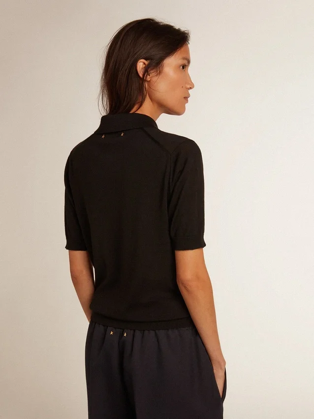 Chemise pour femme en laine mérinos noire