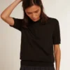 Chemise pour femme en laine mérinos noire