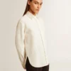 Chemise pour femme en mélange de viscose et de coton, avec col orné de cristaux