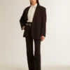 Chemise pour femme en mélange de viscose et de coton, avec col orné de cristaux