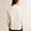 Chemise pour femme en mélange de viscose et de coton, avec col orné de cristaux
