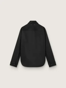 Chemise pour femme en sergé de laine noir avec broderie florale en perles de verre