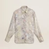 Chemise pour femme à imprimé floral multicolore en paillettes