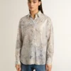 Chemise pour femme à imprimé floral multicolore en paillettes