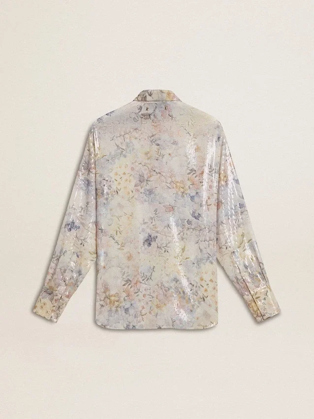 Chemise pour femme à imprimé floral multicolore en paillettes