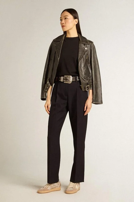 Chemise pour femme à la coupe classique et effet vieilli, noir