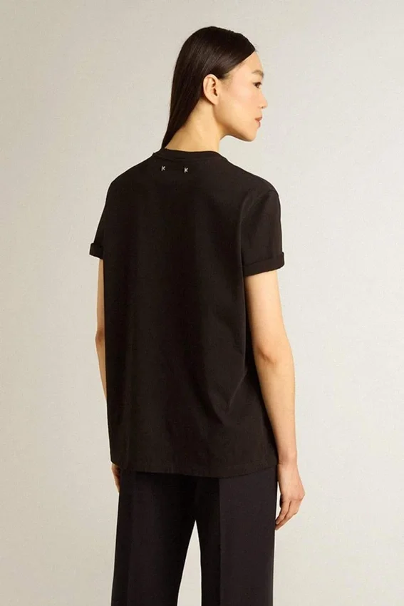 Chemise pour femme à la coupe classique et effet vieilli, noir