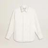 Chemise pour femme à rayures verticales et broderies de cristaux