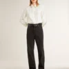 Chemise pour femme à rayures verticales et broderies de cristaux