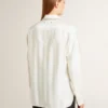 Chemise pour femme à rayures verticales et broderies de cristaux
