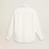 Chemise pour femme à rayures verticales et broderies de cristaux