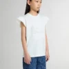 Chemise pour fille à manches volantées avec inscription et broderie