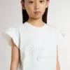 Chemise pour fille à manches volantées avec inscription et broderie
