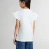 Chemise pour fille à manches volantées avec inscription et broderie