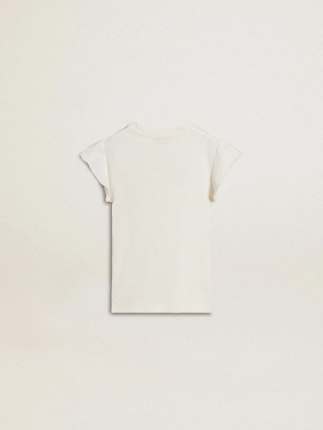 Chemise pour fille à manches volantées avec inscription et broderie
