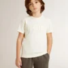 Chemise pour garçon de couleur crème avec logo en relief
