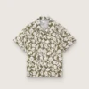 Chemise pour garçon « Journey » en toile de coton à imprimé floral vert et blanc