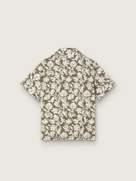 Chemise pour garçon « Journey » en toile de coton à imprimé floral vert et blanc