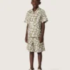 Chemise pour garçon « Journey » en toile de coton à imprimé floral vert et blanc