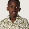 Chemise pour garçon « Journey » en toile de coton à imprimé floral vert et blanc