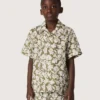 Chemise pour garçon « Journey » en toile de coton à imprimé floral vert et blanc