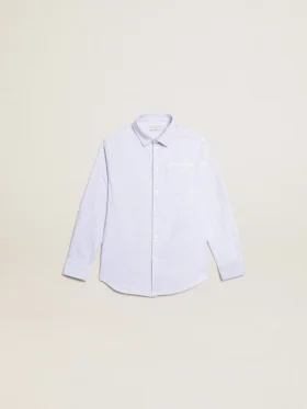 Chemise pour garçon à rayures bleu clair