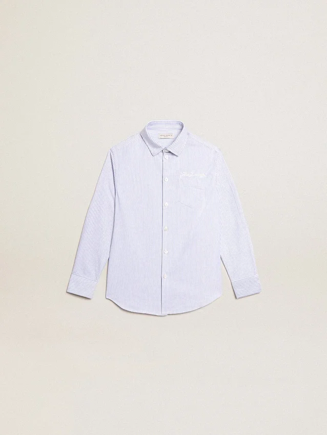 Chemise pour garçon à rayures bleu clair