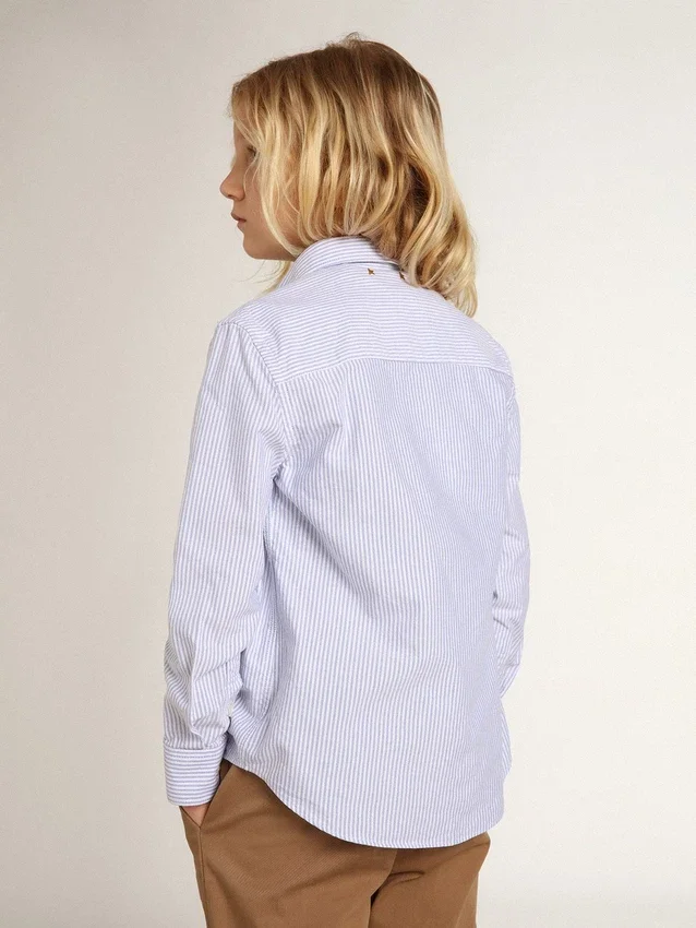 Chemise pour garçon à rayures bleu clair