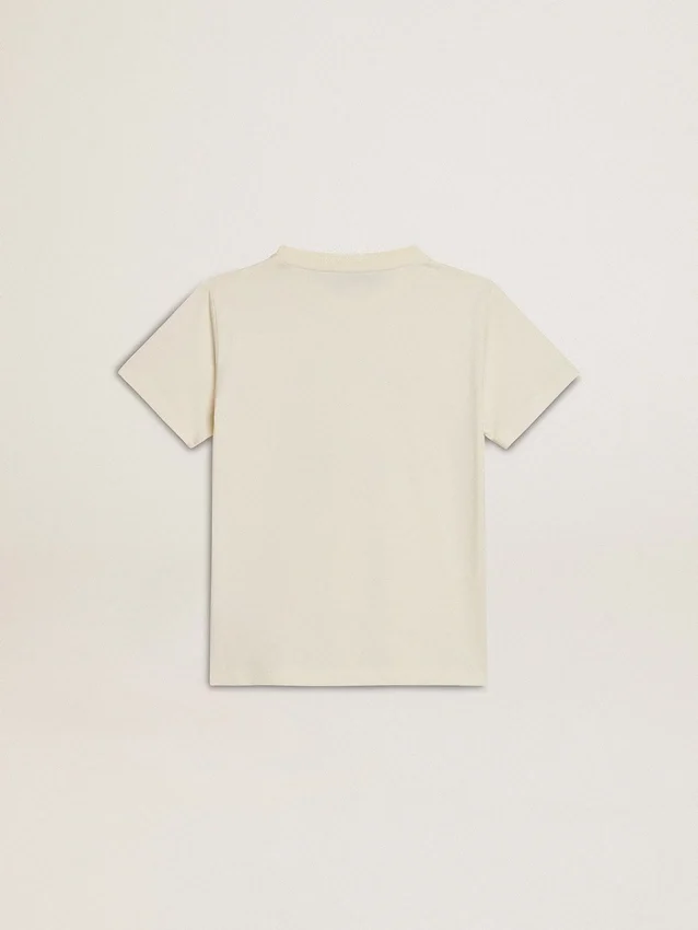 Chemise pour garçons blanche délavée avec lettrage multicolore