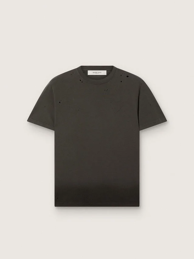 Chemise pour homme en jersey de coton anthracite avec cœur perforé