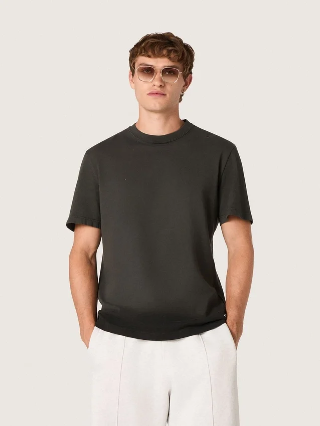 Chemise pour homme en jersey de coton anthracite avec cœur perforé