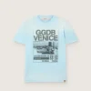 Chemise pour homme en jersey de coton bleu clair avec imprimé graphique