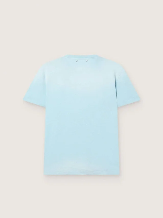 Chemise pour homme en jersey de coton bleu clair avec imprimé graphique