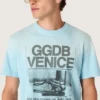 Chemise pour homme en jersey de coton bleu clair avec imprimé graphique