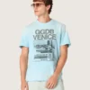 Chemise pour homme en jersey de coton bleu clair avec imprimé graphique